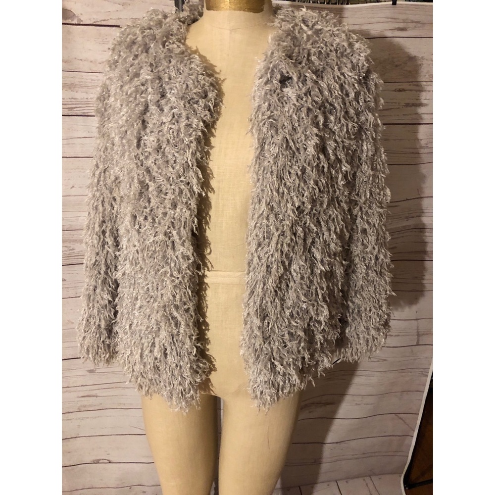 Zara shag fringe sweater jkt  w/subtle sparkle - Picture 2 of 8